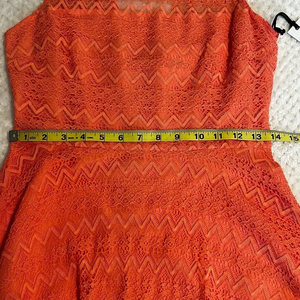 BB Dakota Womens Dress Renley Lace Fit Flare Dress Size 4 Coral Sleeveless NWT - Picture 12 of 14